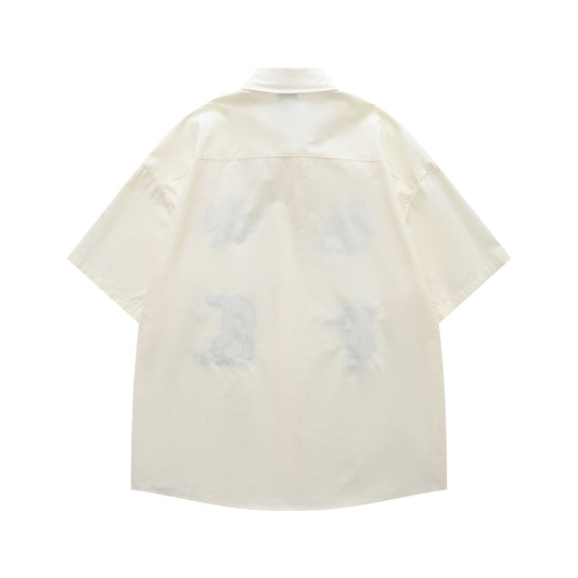 𝔼mbro 𝕊hirt𒉽美式復古可愛動物刺繡短袖百搭襯衫Y-59