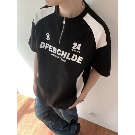 𝔽𝕦𝕤𝕚𝕠𝕟 𝔽𝕠𝕔𝕦𝕤 ✘ 潮牌披肩短袖T恤男款夏季2025寬鬆休閒百搭半截袖上衣 W22