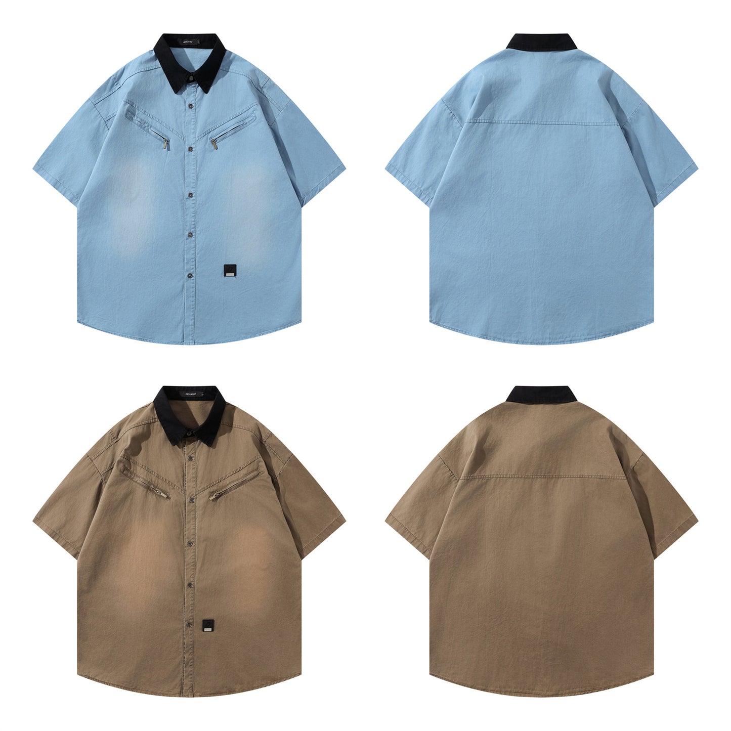 𝕃oose 𝔽it ☞𝟤𝟢𝟤𝟧 ☜美式復古翻領工裝短袖襯衫 JD-9