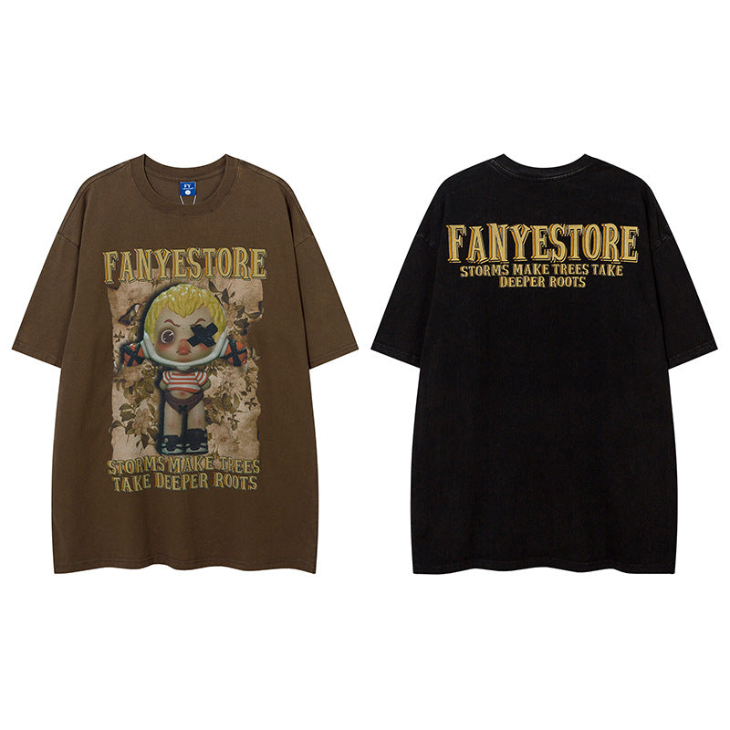 𝕃oose 𝔽it ☞𝟤𝟢𝟤𝟧 ☜美式復古設計感風格圖案印花男女中性T-Shirt上衣 FY08