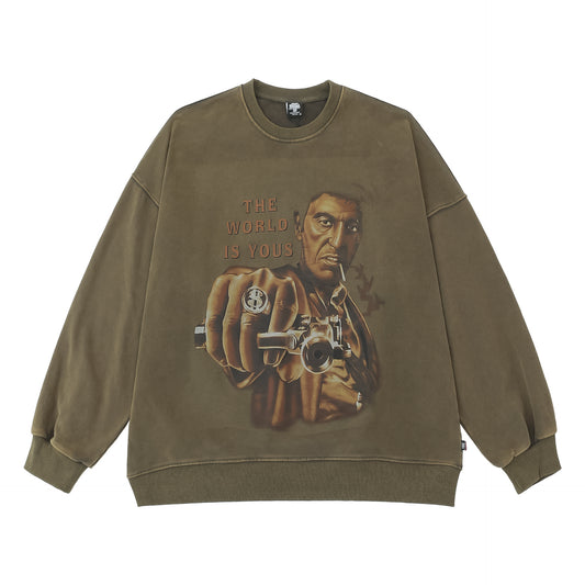 𝔽𝕦𝕤𝕚𝕠𝕟 𝔽𝕠𝕔𝕦𝕤 -ᴄʜɪᴄᴀɴᴏ♠︎悍匪♠︎ 重磅洗水做舊圓領西海岸奇卡諾Chicano悍匪風格疤臉煞星