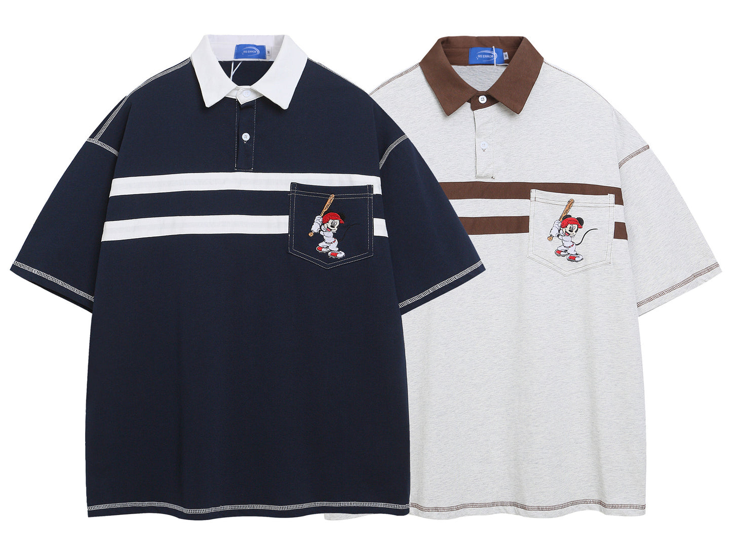 Polo Shirt𒉽美式復古卡通刺繡翻領POLO衫 I-39