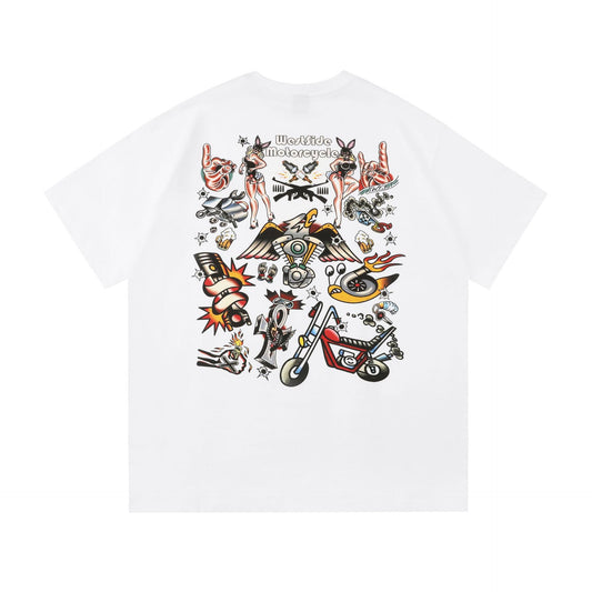 𝔽𝕦𝕤𝕚𝕠𝕟 𝔽𝕠𝕔𝕦𝕤-ᴄʜɪᴄᴀɴᴏ♠︎悍匪♠︎ CHICANO美版機車重磅old school 短袖