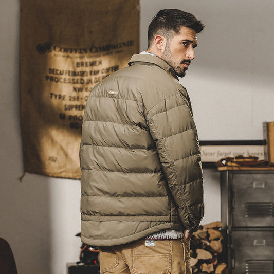 snɔoɟ uoı̣snɟ - 美式復古襯衫式羽绒服冬季新款時尚簡約輕薄保暖羽绒夾克外套 FG-346