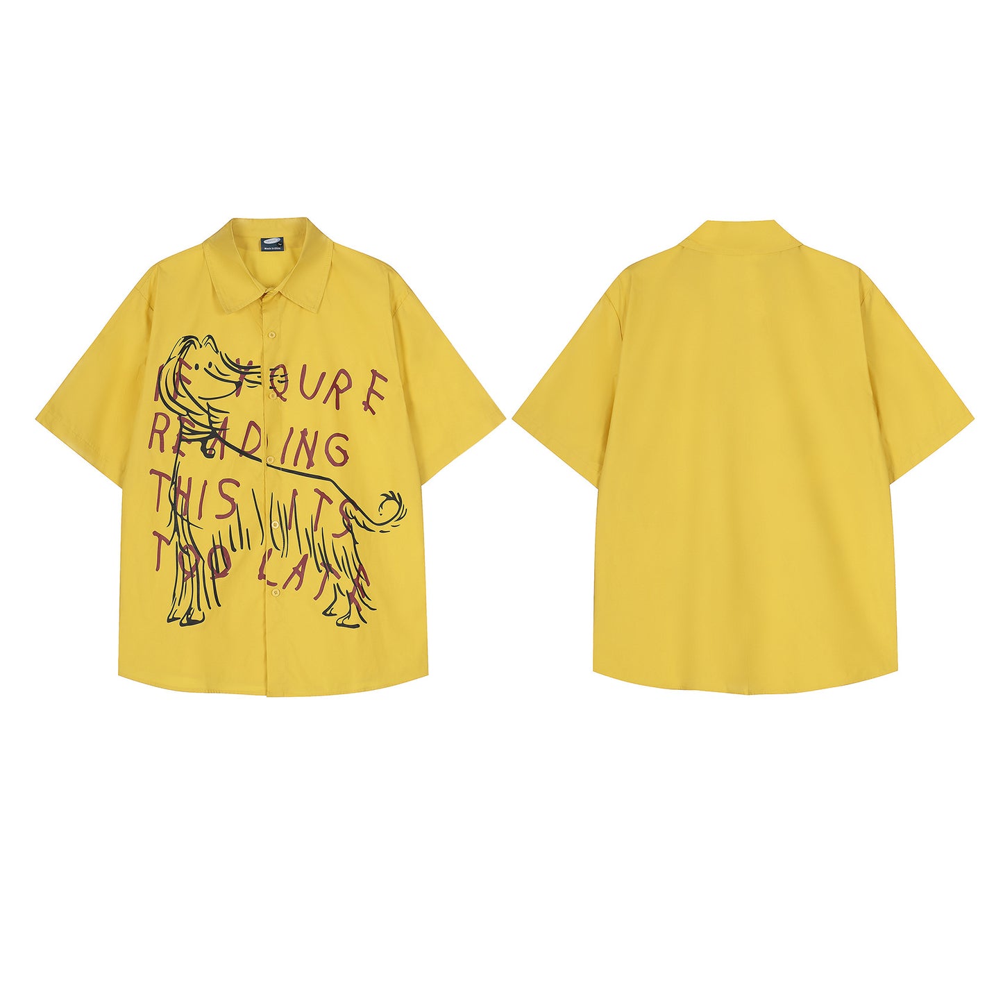 𝕃oose 𝔽it ☞𝟤𝟢𝟤𝟧 ☜美式復古小狗印花短袖襯衫 G-63