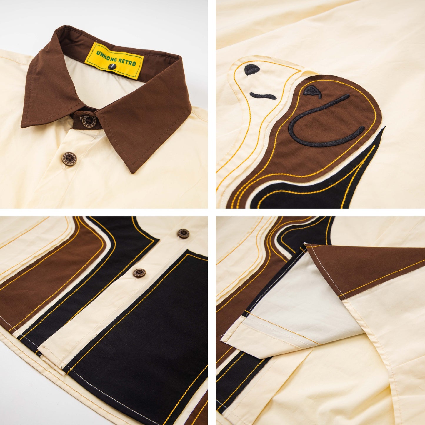 𝔼mbro 𝕊hirt𒉽2025秋冬小狗貼布繡寬鬆襯衫N-35