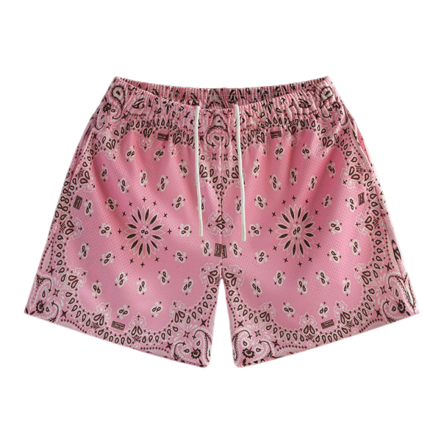 🔆𝔽𝕦𝕤𝕚𝕠𝕟 ☀ 𝔽𝕠𝕔𝕦𝕤 🔆 美式潮牌腰果花短褲男士四分褲速干網眼透氣跑步不過膝籃球運動褲(6色)