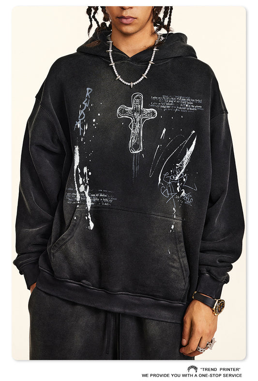 ♛𝔽𝕦𝕤𝕚𝕠𝕟 𝔽𝕠𝕔𝕦𝕤 ♛2025秋冬高磅復古水洗印花大學T B-30