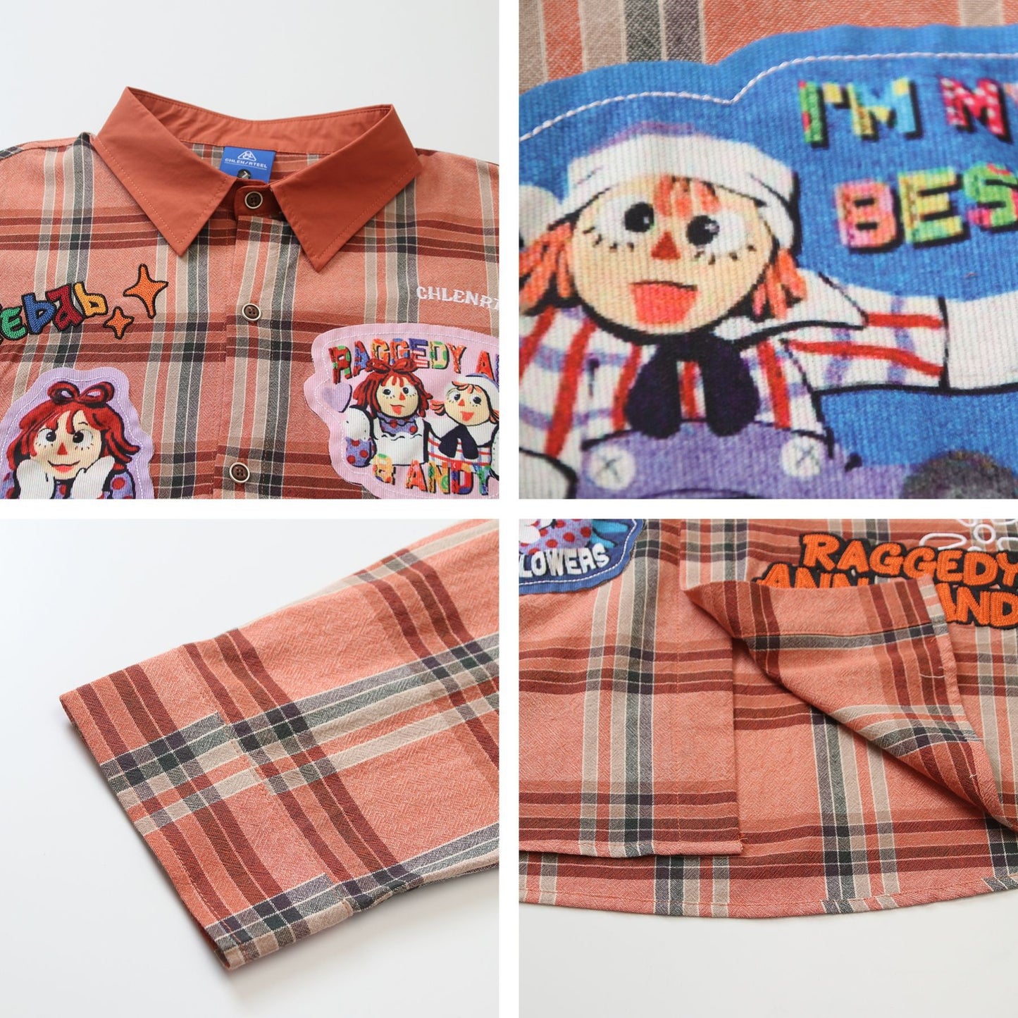 𝔼mbro 𝕊hirt𒉽2025秋冬可愛圖案刺繡寬鬆襯衫外套 C-92