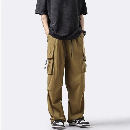 𖥟 𝔽𝕦𝕤𝕚𝕠𝕟 𝔽𝕠𝕔𝕦𝕤 ▓ 𝖜𝖔𝖗𝖐 𝖈𝖑𝖔𝖙𝖍𝖊𝖘 𖢘美式機能傘兵工装褲夏季新款ins潮牌男女同款寬鬆抽繩休閒褲 D-22