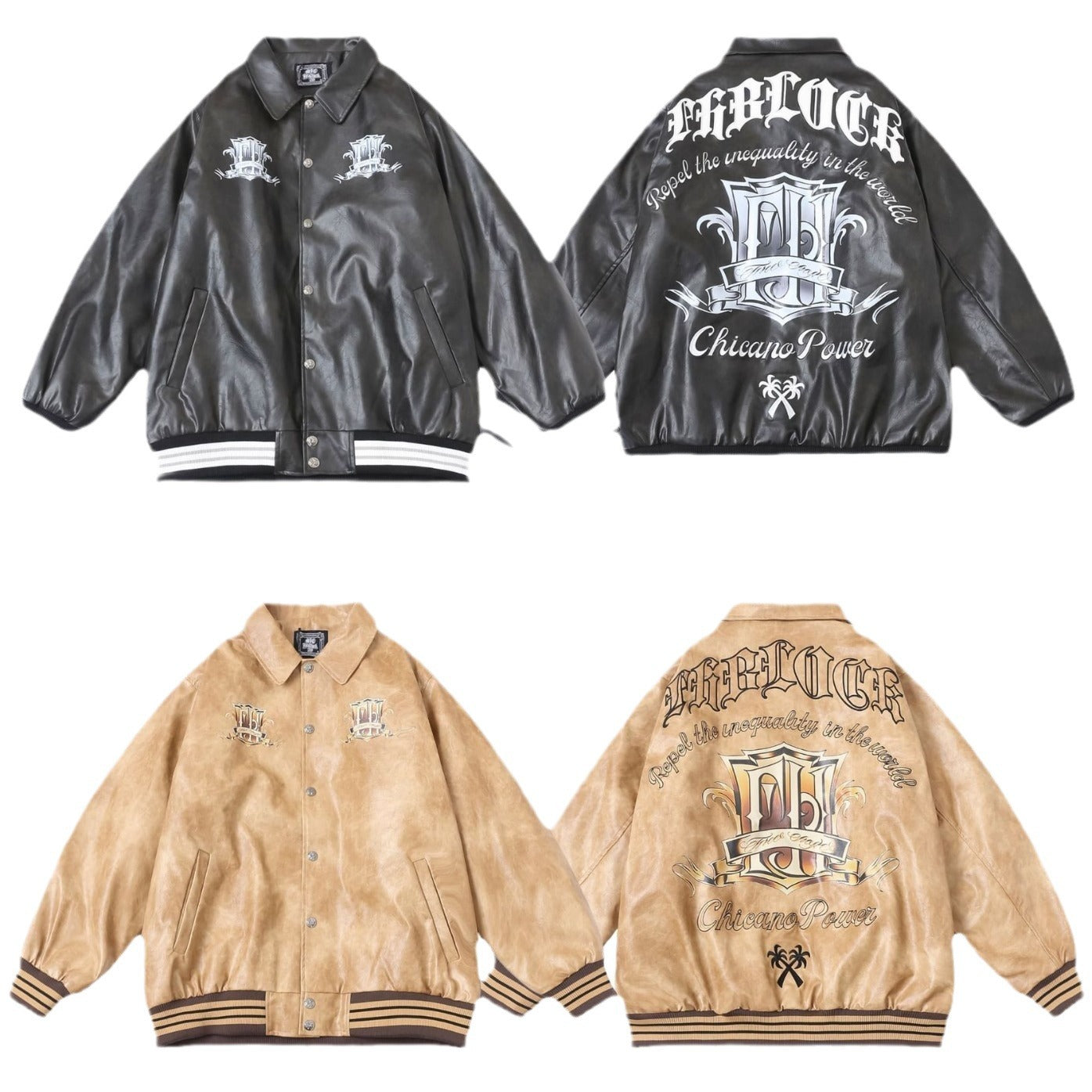 𝔽𝕦𝕤𝕚𝕠𝕟 𝔽𝕠𝕔𝕦𝕤 -ᴄʜɪᴄᴀɴᴏ♠︎悍匪♠︎ 美版OVERSIZE冬季休閒百搭保暖寬鬆花體字刺绣棒球服外套皮衣 M21S