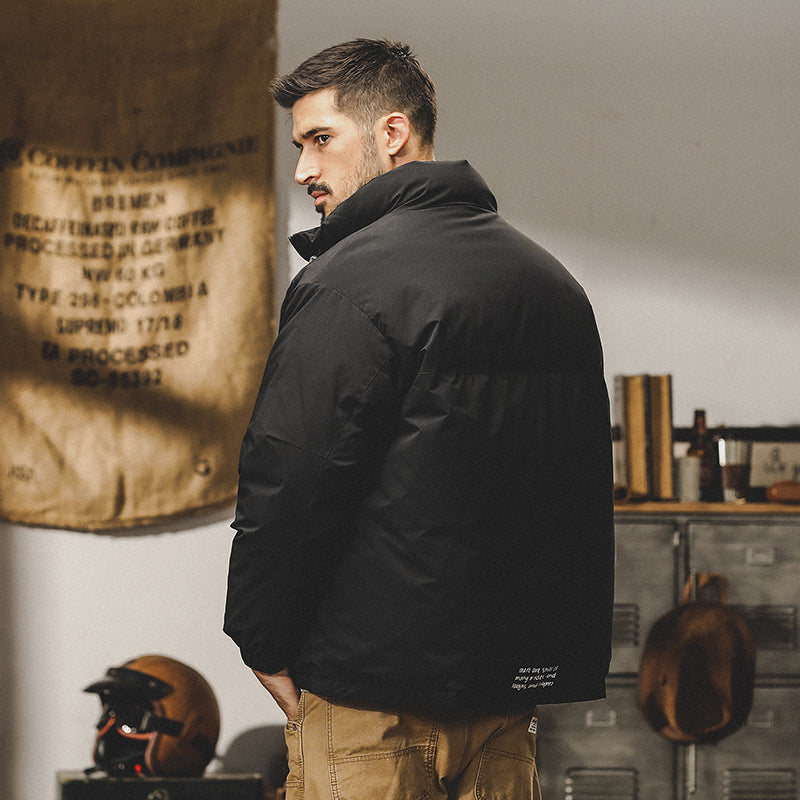 snɔoɟ uoı̣snɟ - 美式黑色短款羽绒服冬季2025新款潮牌休閒寬鬆潮流外套秋冬款 FG-369