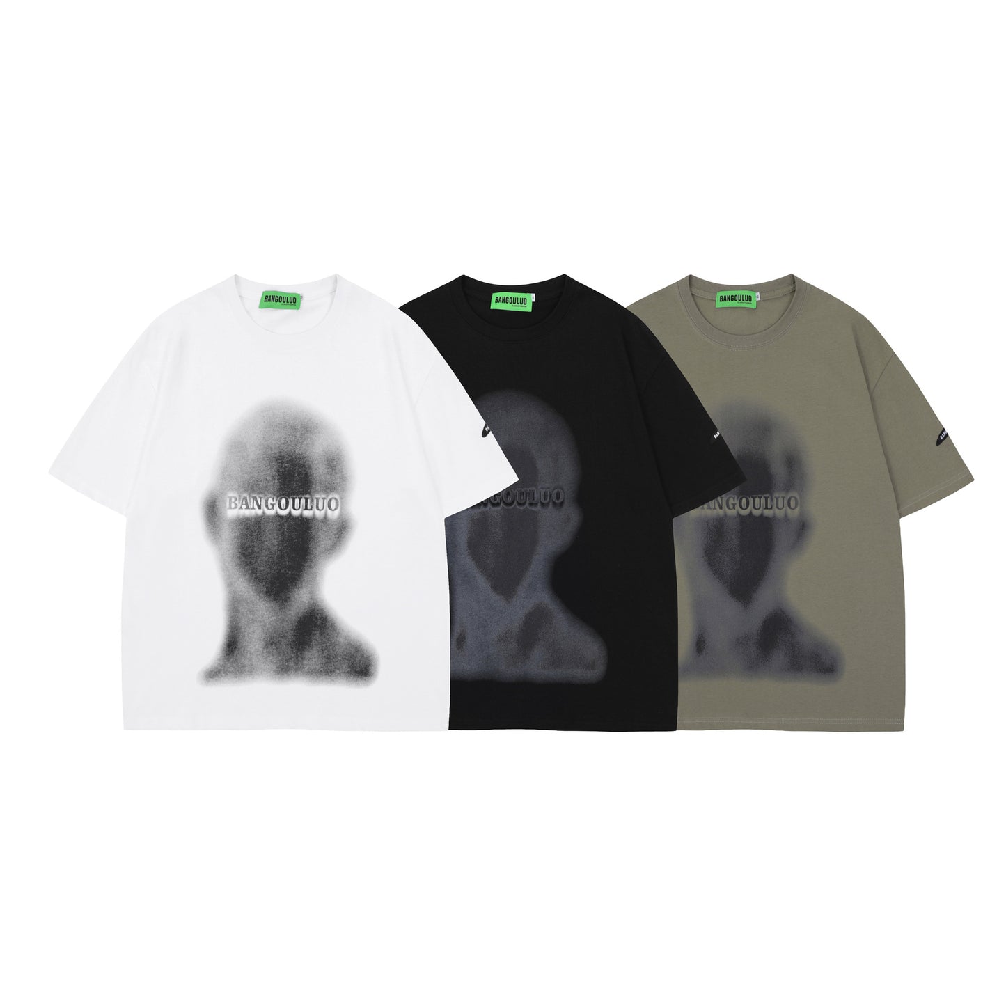 𝕃oose 𝔽it ☞𝟤𝟢𝟤𝟧 ☜美式復古抽象人像塗鴉圓領男女中性 T-Shirt寬版上衣BA-118#