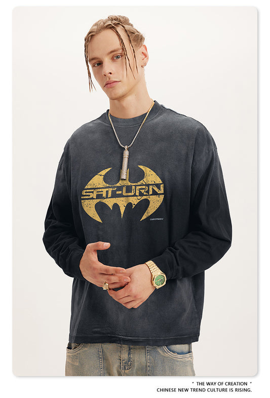 ♛𝔽𝕦𝕤𝕚𝕠𝕟 𝔽𝕠𝕔𝕦𝕤 ♛2025秋冬復古水洗印花大學T W-26