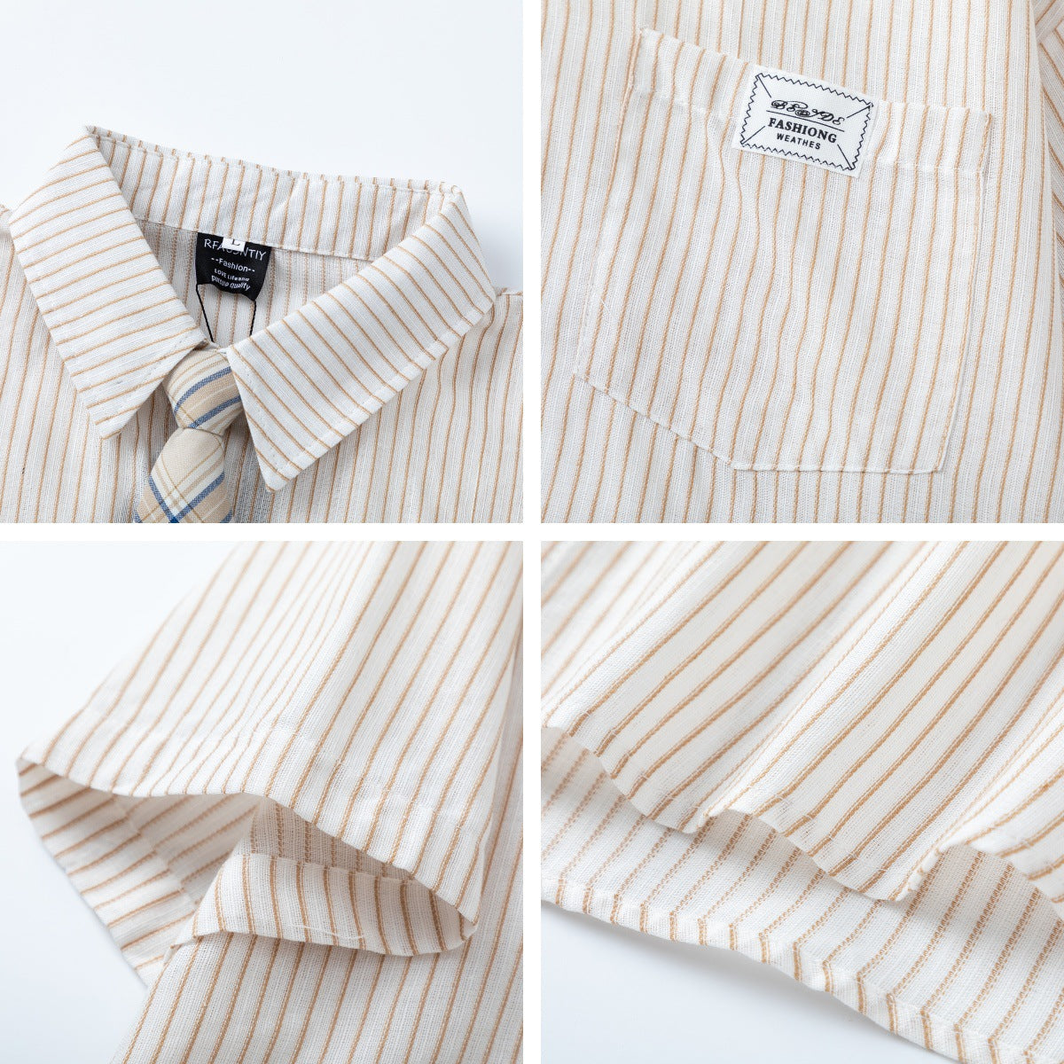 𝕃oose 𝔽it ☞𝟤𝟢𝟤𝟧 ☜領帶系列復古學院風條紋休閒襯衫 RF-72