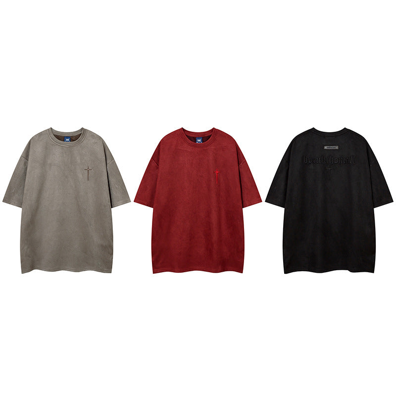 𝕃oose 𝔽it ☞𝟤𝟢𝟤𝟧 ☜美式復古字母刺繡圓領男女中性 T-Shirt寬版上衣J-9