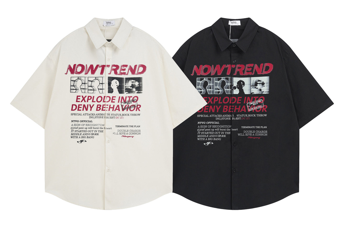 𝕃oose 𝔽it ☞𝟤𝟢𝟤𝟧 ☜美式復古NOWTREND印花百搭休閒寬鬆襯衫 N-136