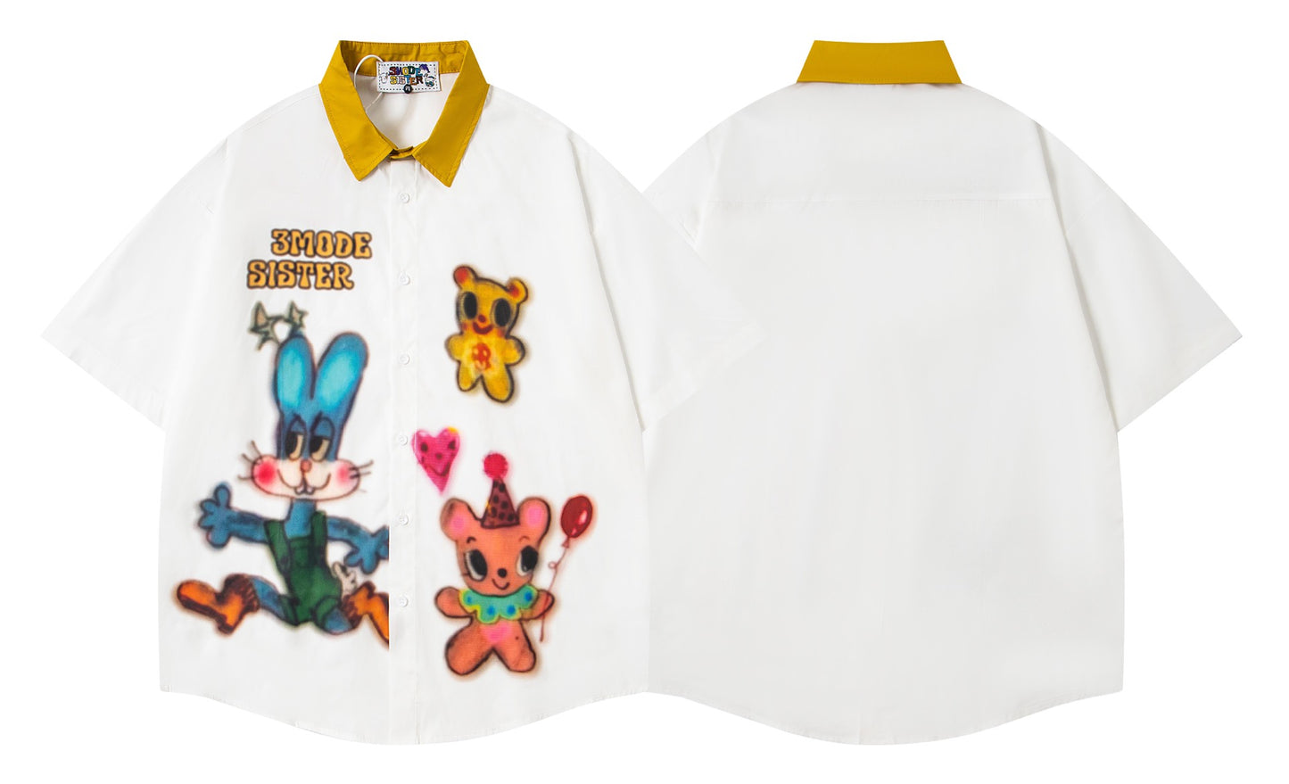 𝕃oose 𝔽it ☞𝟤𝟢𝟤𝟧 ☜美式復古撞色動物印花休閒百搭短袖襯衫 MO-81