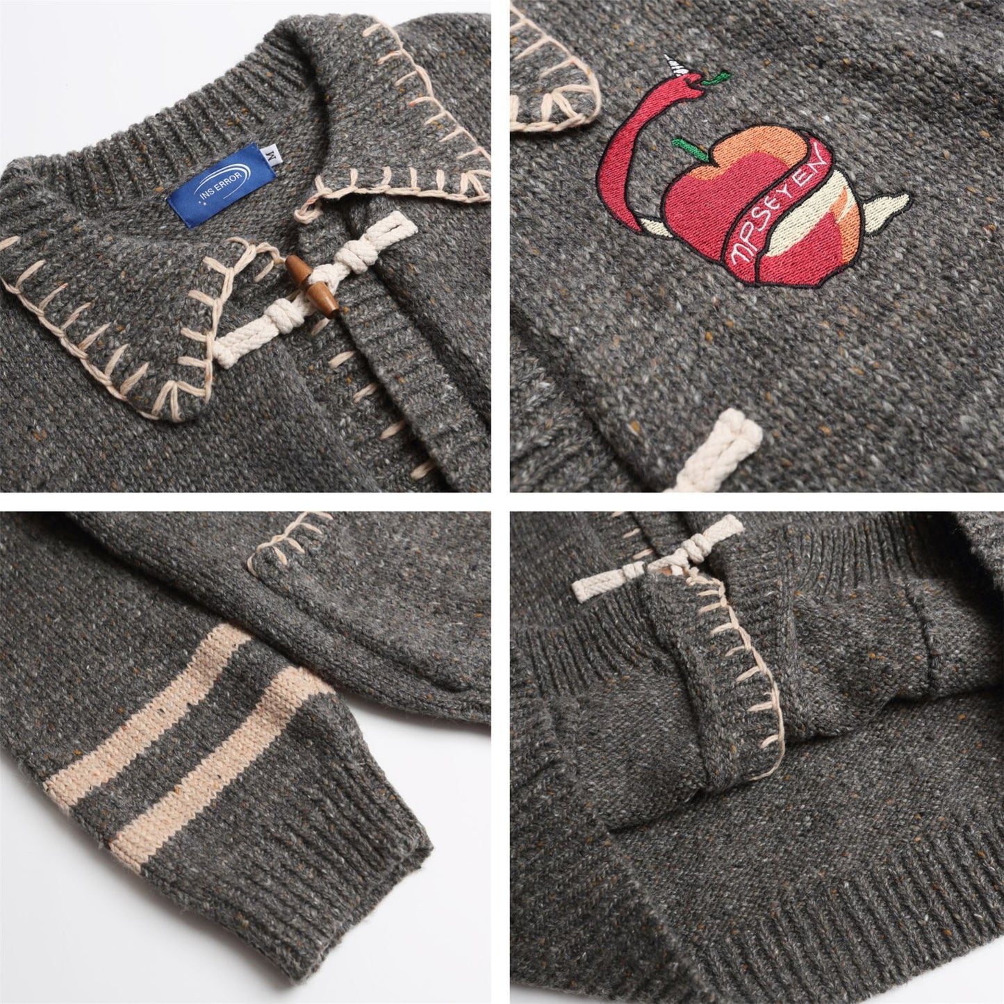 ⓀⓃⒾⓉ𒉽2025秋冬動物刺繡開襟針織外套K-39