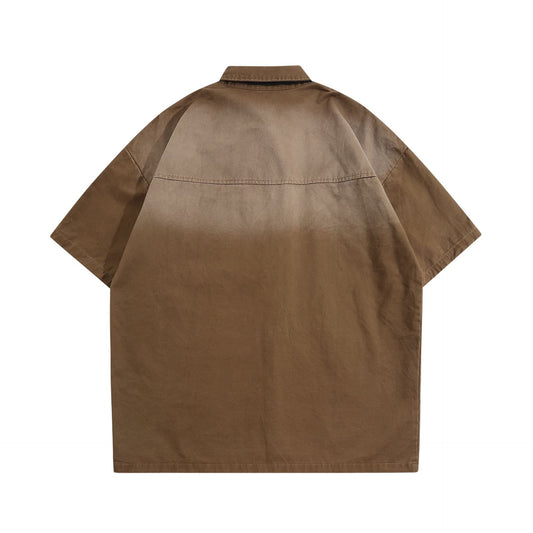 𝕃oose 𝔽it ☞𝟤𝟢𝟤𝟧 ☜領帶系列復古漸變染色休閒寬鬆襯衫 P-13