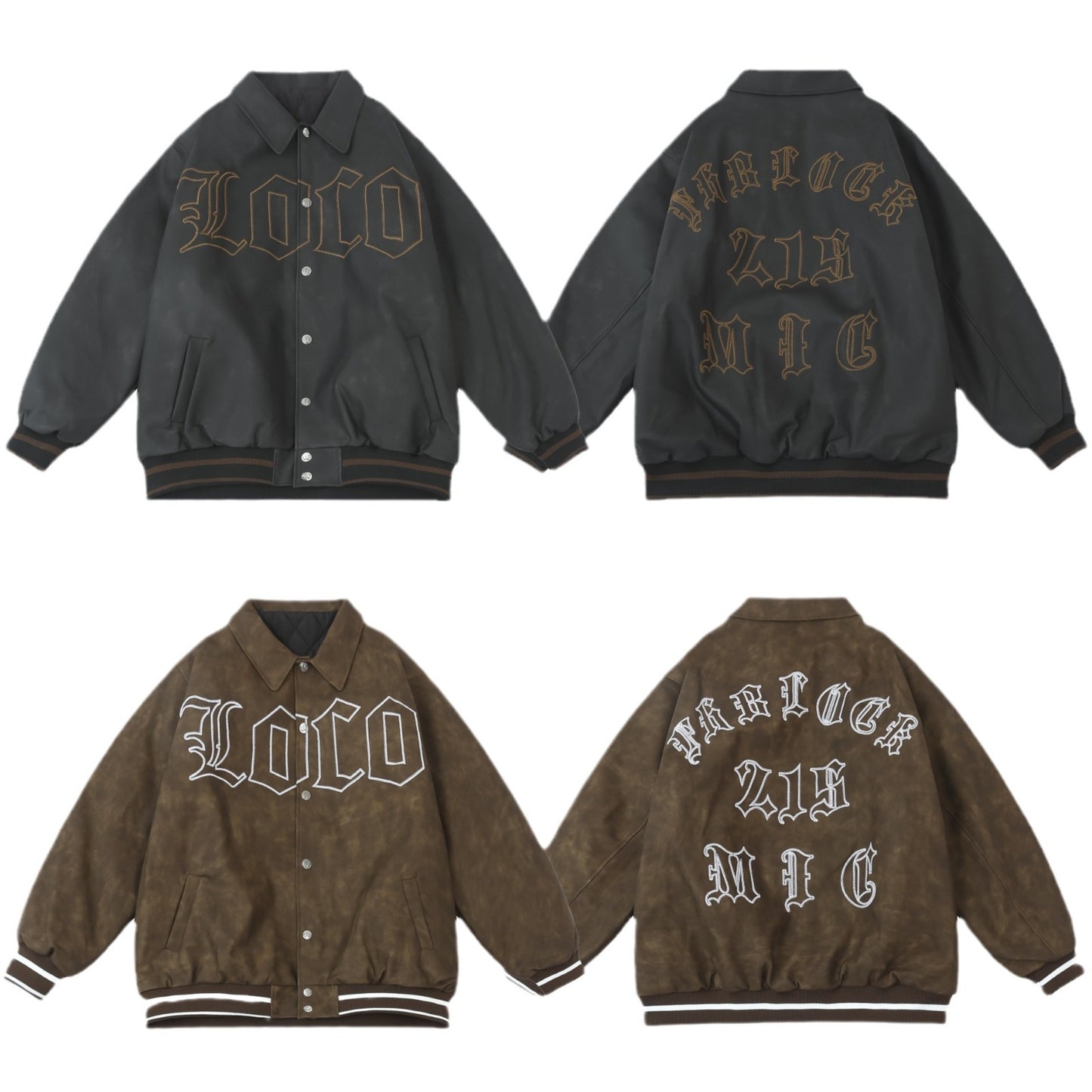 𝔽𝕦𝕤𝕚𝕠𝕟 𝔽𝕠𝕔𝕦𝕤 -ᴄʜɪᴄᴀɴᴏ♠︎悍匪♠︎ 美式vitage復古花體字刺绣棉服加厚重磅oversize皮衣外套 W901