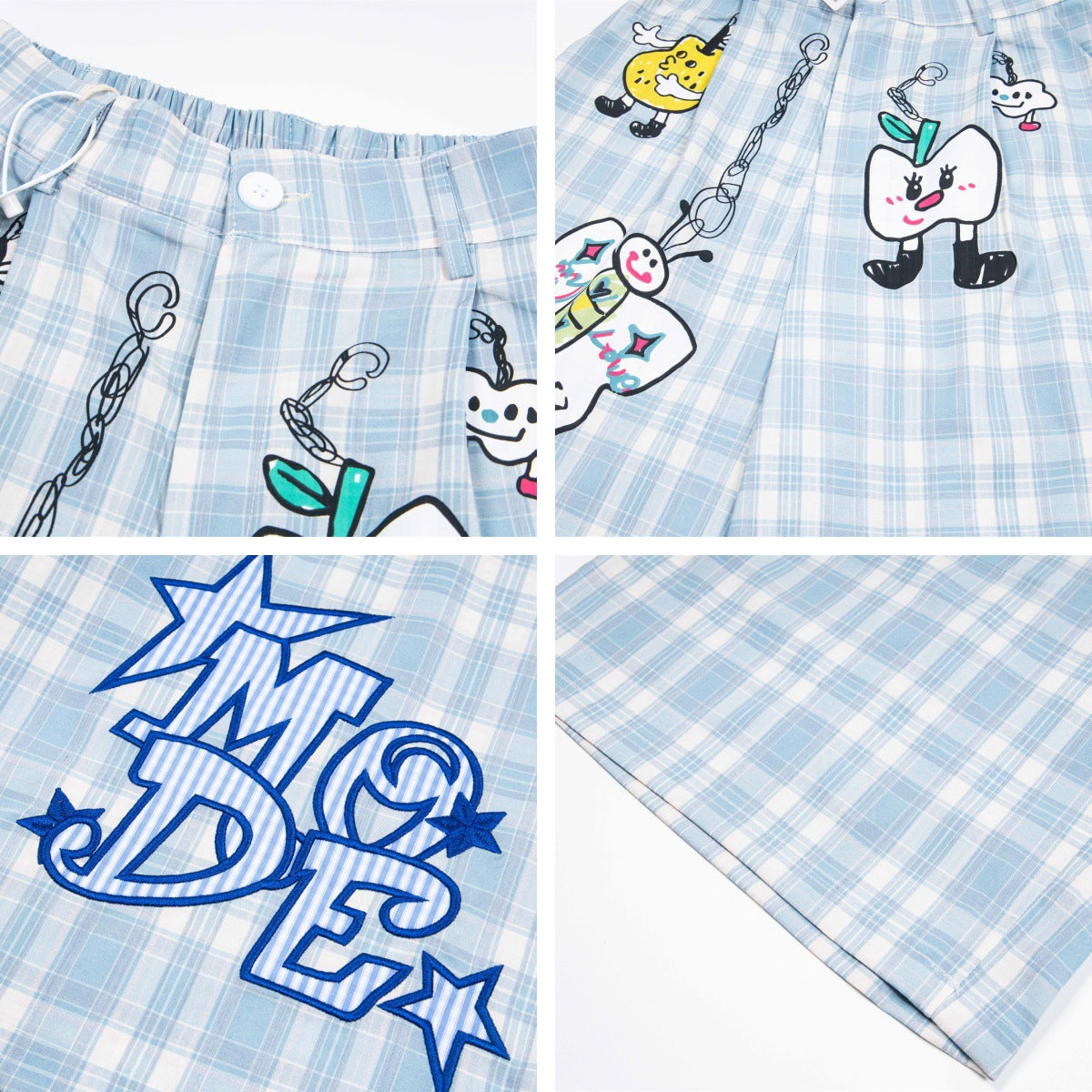 𖥟𝕽𝖊𝖑𝖆𝖝𝖊𝖉 𝖋𝖎𝖙 ☞美式復古卡通印花設計七分褲M-07