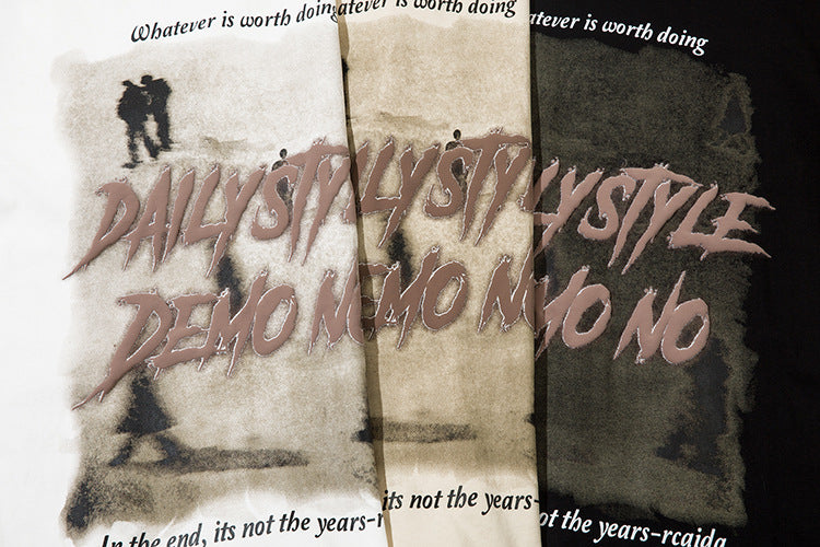 𝕃oose 𝔽it ☞𝟤𝟢𝟤𝟧 ☜美式復古街頭印花圓領男女中性 T-Shirt寬版上衣 DA-28