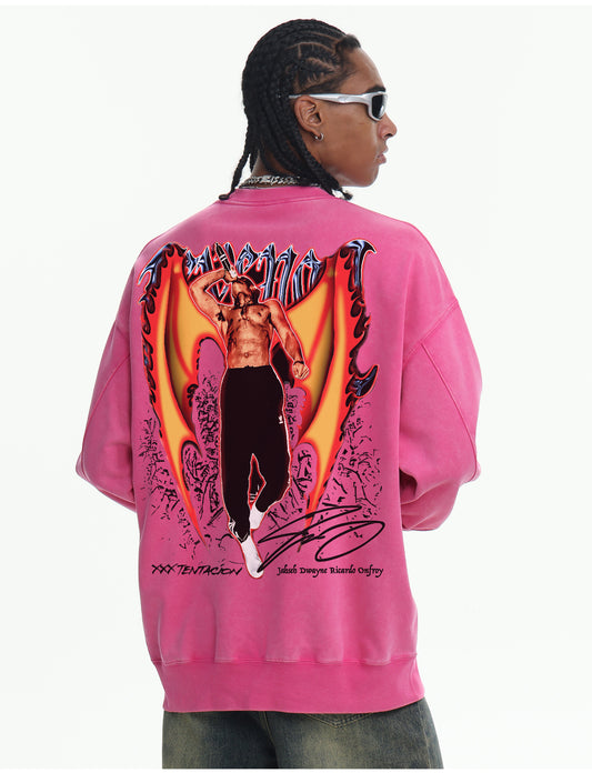 ♛𝔽𝕦𝕤𝕚𝕠𝕟 𝔽𝕠𝕔𝕦𝕤 ♛410G重磅水洗美式復古圓領厚T GH-63