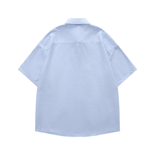 𝔼mbro 𝕊hirt𒉽美式復古趣味可愛小熊短袖寬鬆襯衫YD-13