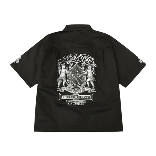 𝔽𝕦𝕤𝕚𝕠𝕟 𝔽𝕠𝕔𝕦𝕤-ᴄʜɪᴄᴀɴᴏ♠︎悍匪♠︎ 新款西海岸奇卡諾Chicano風格撲克印花工裝襯衫