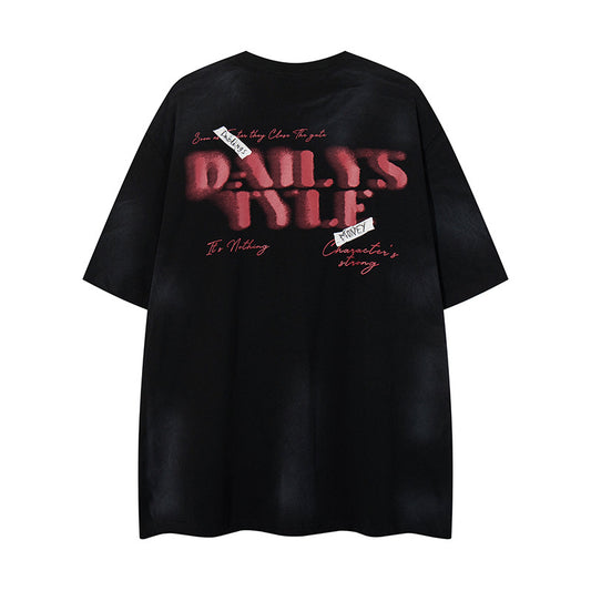 𝕃oose 𝔽it ☞𝟤𝟢𝟤𝟧 ☜美式復古渲染系列DAILYSTYLF模糊人像圖男女中性T-Shirt上衣 DA65