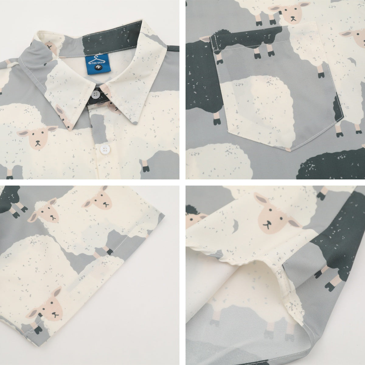 𝕃oose 𝔽it ☞𝟤𝟢𝟤𝟧 ☜日式復古可愛小羊滿版印花百搭休閒寬鬆襯衫 ᴠᴊ𝟤𝟢