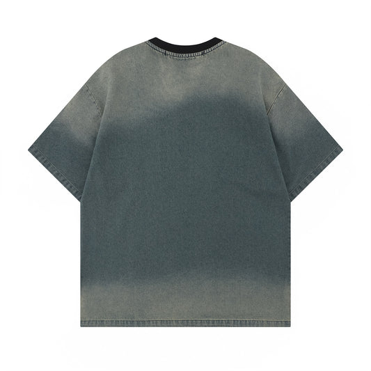 𝕃oose 𝔽it ☞𝟤𝟢𝟤𝟧 ☜美式復古牛仔水洗字母刺繡風格男女中性 T-Shirt寬版上衣 TH230