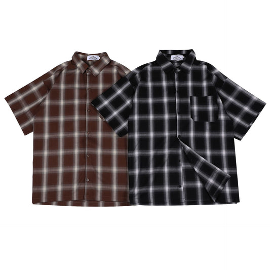 𝔽𝕦𝕤𝕚𝕠𝕟 𝔽𝕠𝕔𝕦𝕤-ᴄʜɪᴄᴀɴᴏ♠︎悍匪♠︎美版重磅嘻哈寬鬆格子短袖襯衫