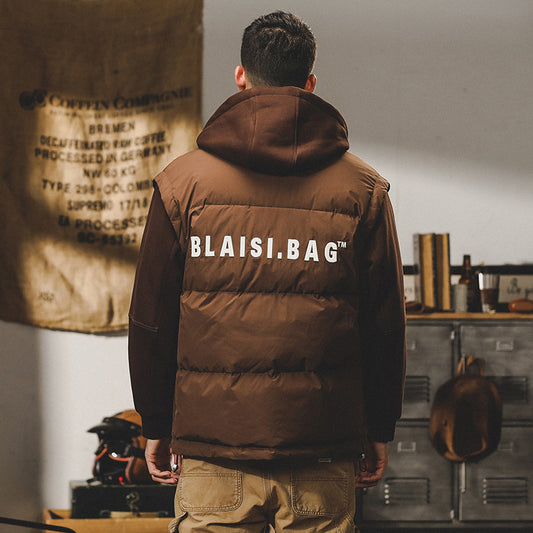 snɔoɟ uoı̣snɟ - 美拉德復古重磅羽绒服冬季短款連帽美式拼接加厚外套男秋冬新款 FG-185