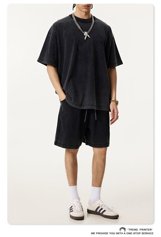 ▶𝔽𝕦𝕤𝕚𝕠𝕟 𝔽𝕠𝕔𝕦𝕤 ⌘𝓦𝓪𝓼𝓱𝓮𝓭 𝔀𝓲𝓷𝓭 ◀ 2025夏季歐美高街oversize寬鬆大碼半袖T恤雙紗平纹圓領短袖 TZ-02
