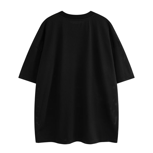 𝕃oose 𝔽it ☞𝟤𝟢𝟤𝟧 ☜美式復古暗黑印花網洞設計感男女中性 T-Shirt寬版上衣 SU-8