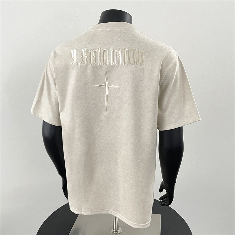 𝔽𝕦𝕤𝕚𝕠𝕟 𝔽𝕠𝕔𝕦𝕤 ✘ 2025新款美式復古刺绣t恤男款簡約高級感穿搭短袖正肩小領短袖 N505