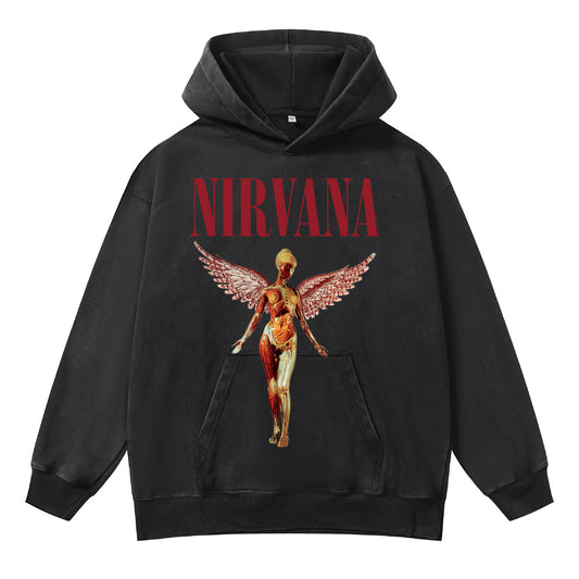 ♛𝔽𝕦𝕤𝕚𝕠𝕟 𝔽𝕠𝕔𝕦𝕤 ♛410G重磅水洗美式復古落肩連帽大學T FZ-13