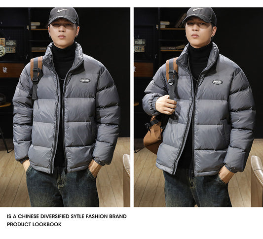 snɔoɟ uoı̣snɟ - 美式復古立領羽絨服2025冬季新款90白鴨絨加厚保暖外套男款 FG-115