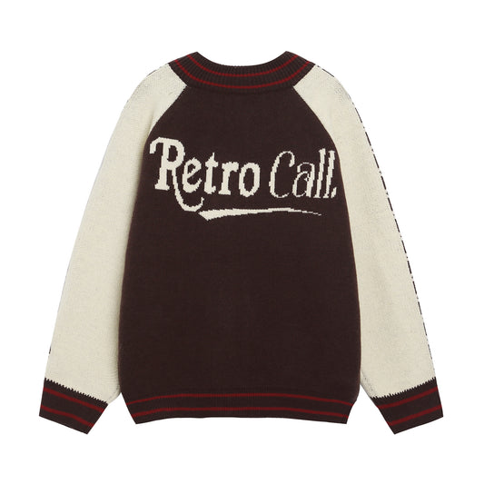 ⓀⓃⒾⓉ𒉽2025秋冬美式復古撞色針織外套 K-69