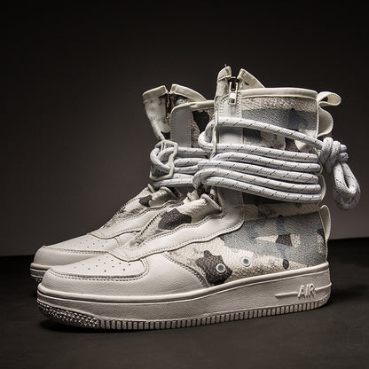 ♛𝔽𝕦𝕤𝕚𝕠𝕟 𝔽𝕠𝕔𝕦𝕤☢︎ᴄᴀꜱᴜᴀʟ ꜱɴᴇᴀᴋᴇʀ ♜✽2026✽ 運動風機能款長筒綁繩拉鍊版板鞋 男女鞋 情侶款（大🦶到46碼）JM-15