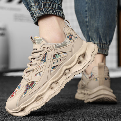 ♛𝔽𝕦𝕤𝕚𝕠𝕟 𝔽𝕠𝕔𝕦𝕤☢︎ᴄᴀꜱᴜᴀʟ ꜱɴᴇᴀᴋᴇʀ ♜ ✽𝟤𝟢𝟤𝟧✽春夏新款透氣增高機能民族風運動鞋   男女款  情侶款  Q31