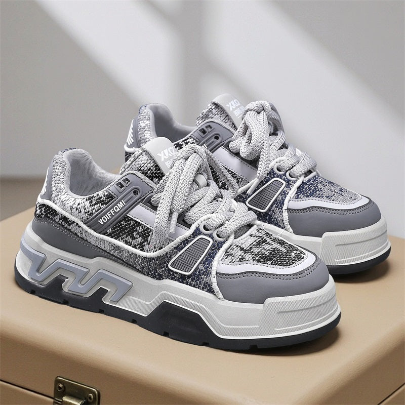 ♛𝔽𝕦𝕤𝕚𝕠𝕟 𝔽𝕠𝕔𝕦𝕤☢︎ꜱᴋᴀᴛᴇ ꜱʜᴏᴇꜱ ♜✽𝟤𝟢𝟤𝟧✽秋冬新款迷彩刺繡隱形增高低筒板鞋   男女款 情侶款  LL-89