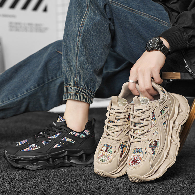 ♛𝔽𝕦𝕤𝕚𝕠𝕟 𝔽𝕠𝕔𝕦𝕤☢︎ᴄᴀꜱᴜᴀʟ ꜱɴᴇᴀᴋᴇʀ ♜ ✽𝟤𝟢𝟤𝟧✽春夏新款透氣增高機能民族風運動鞋   男女款  情侶款  Q31