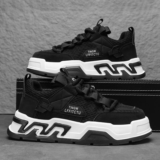 ♛𝔽𝕦𝕤𝕚𝕠𝕟 𝔽𝕠𝕔𝕦𝕤☢︎ᴄᴀꜱᴜᴀʟ ꜱɴᴇᴀᴋᴇʀ ♜ ✽𝟤𝟢𝟤𝟧✽秋冬新款運動支撐隱形增高籃球運動鞋  男女款  情侶款 LL-28