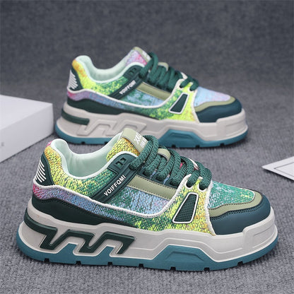 ♛𝔽𝕦𝕤𝕚𝕠𝕟 𝔽𝕠𝕔𝕦𝕤☢︎ꜱᴋᴀᴛᴇ ꜱʜᴏᴇꜱ ♜✽𝟤𝟢𝟤𝟧✽秋冬新款迷彩刺繡隱形增高低筒板鞋   男女款 情侶款  LL-89