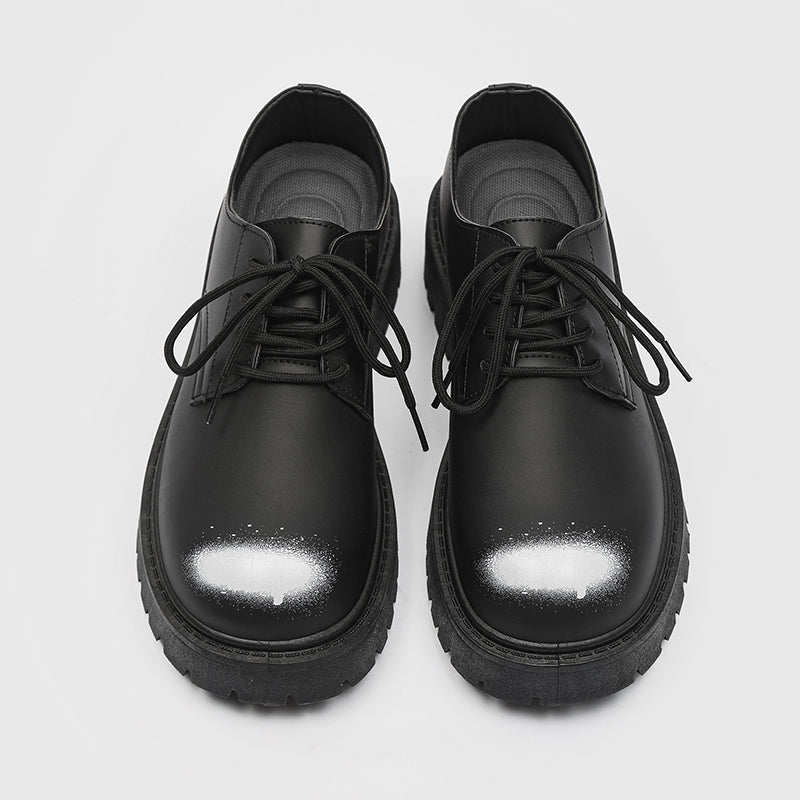 ♛𝔽𝕦𝕤𝕚𝕠𝕟 𝔽𝕠𝕔𝕦𝕤☢︎ᴄᴀꜱᴜᴀʟ ᴅʀᴇꜱꜱ ♜✽2025✽ 夜與晝復古圓頭增高厚底皮鞋 中性男女款  ʏᴢ𝟣𝟤