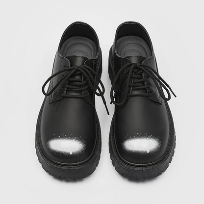 ♛𝔽𝕦𝕤𝕚𝕠𝕟 𝔽𝕠𝕔𝕦𝕤☢︎ᴄᴀꜱᴜᴀʟ ᴅʀᴇꜱꜱ ♜✽2025✽ 夜與晝復古圓頭增高厚底皮鞋 中性男女款  ʏᴢ𝟣𝟤