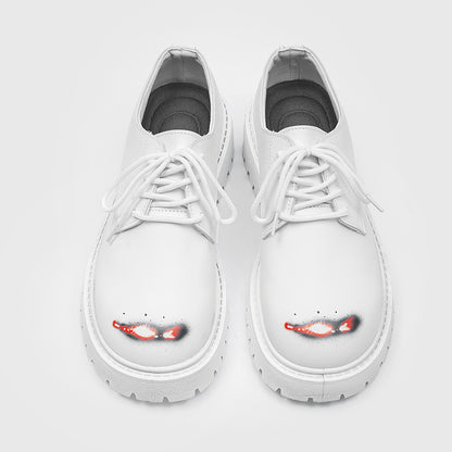 ♛𝔽𝕦𝕤𝕚𝕠𝕟 𝔽𝕠𝕔𝕦𝕤☢︎ᴄᴀꜱᴜᴀʟ ᴅʀᴇꜱꜱ ♜✽2025✽ 夜與晝復古圓頭增高厚底皮鞋 中性男女款  ʏᴢ𝟣𝟤